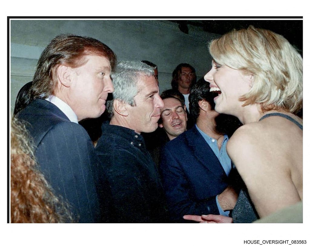 Poze cu Donald Trump înconjurat de femei și prezervative cu chipul republicanului din controversatul dosar Epstein, publicate de democrați