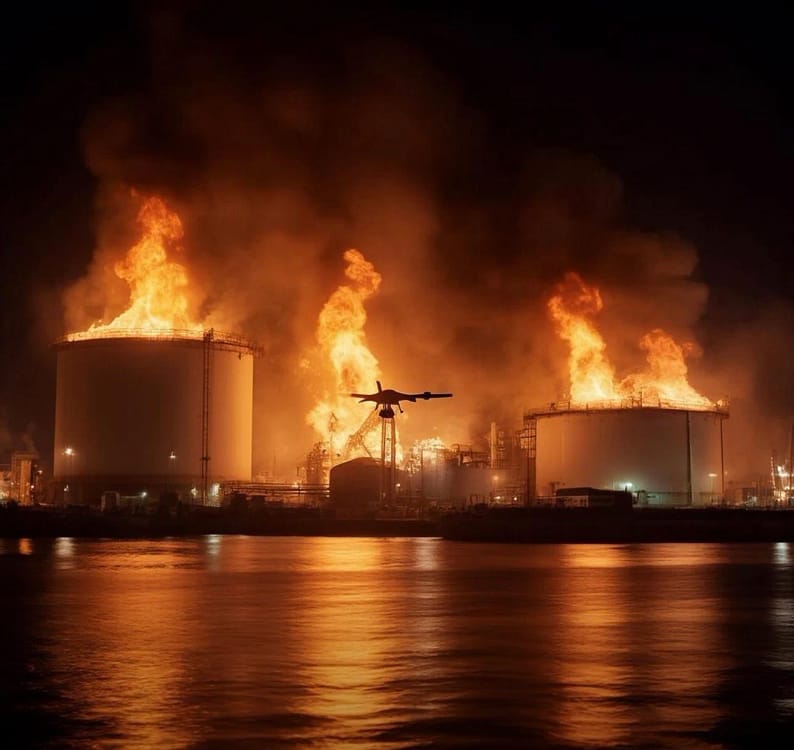 Incendiu &icirc;n portul Temriuk din regiunea rusă Krasnodar Krai/FOTO:X