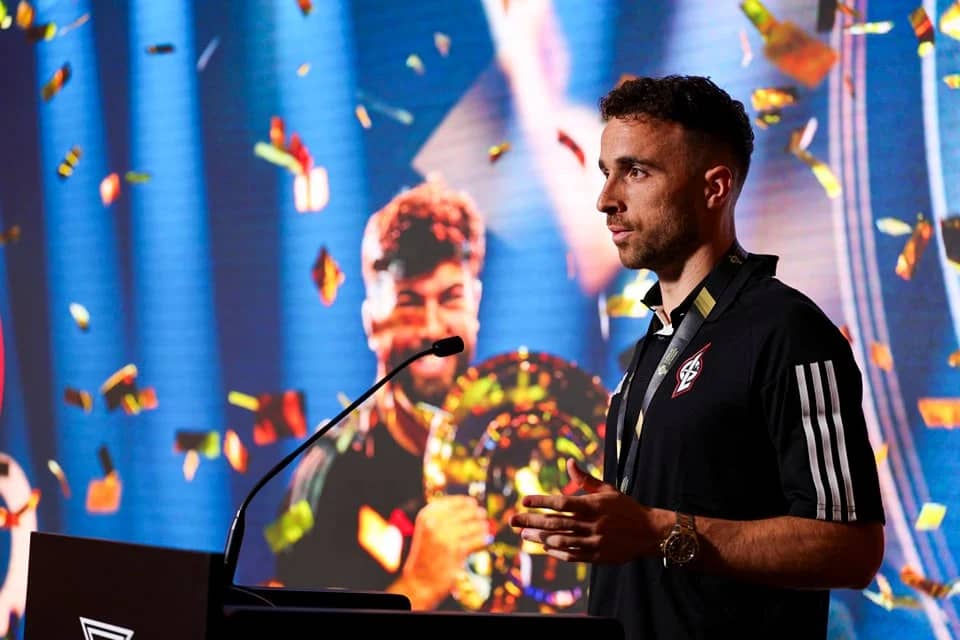 Diogo Jota, pe scenă, la o acțiune  FOTO Facebook Diogo Jota