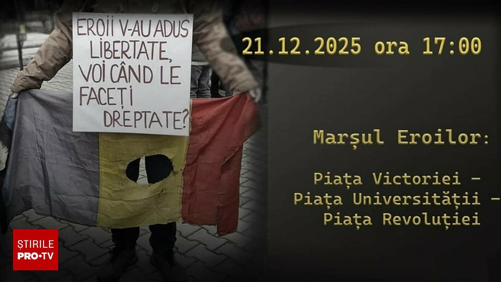 Marş memorial pe 21 decembrie, de la Piaţa Victoriei la Piaţa Revoluţiei: „Dosarul victimelor din 1989 este o ruşine”