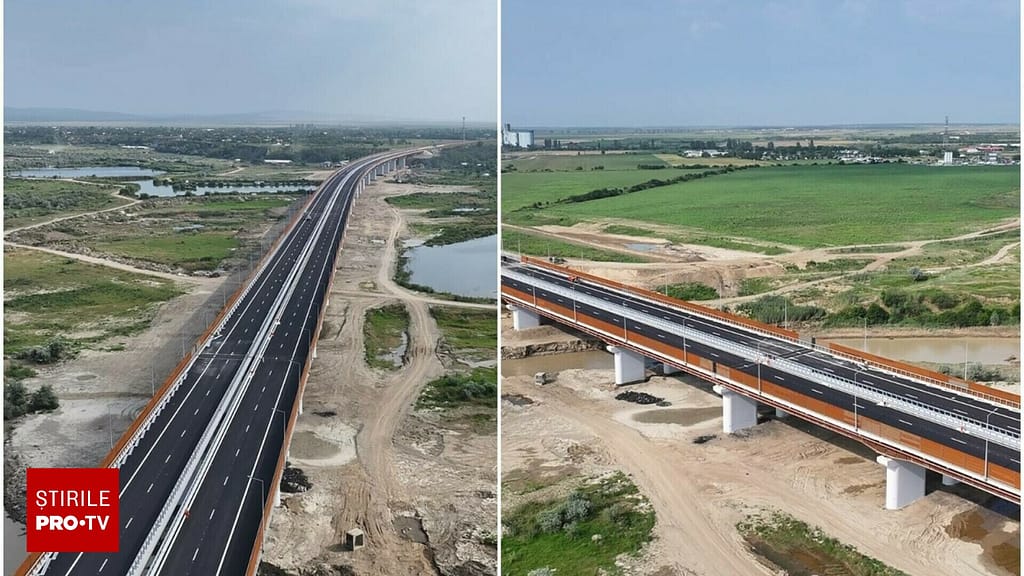 Al doilea cel mai lung pod rutier din România, deschis circulației. Are peste 1,3 km lungime