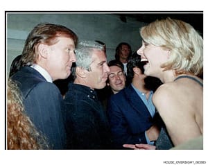 Poze cu Donald Trump înconjurat de femei și prezervative cu chipul republicanului din controversatul dosar Epstein, publicate de democrați
