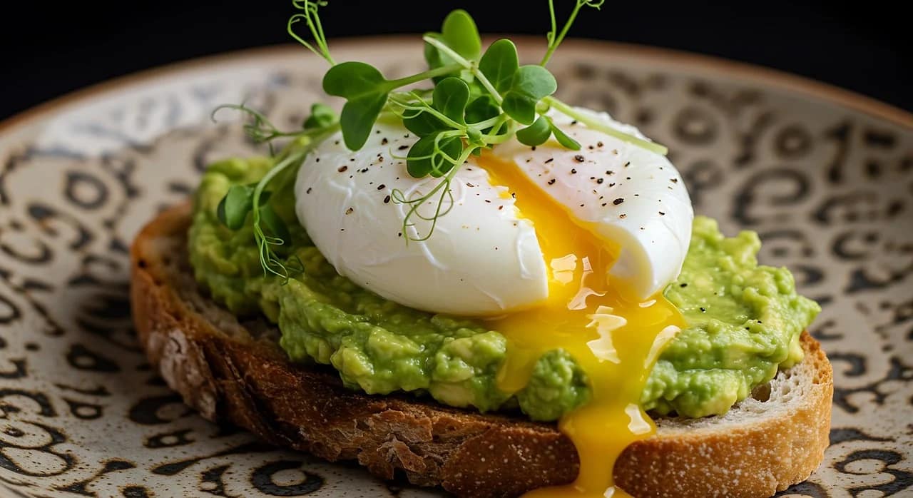 felie de pâine cu avocado, ou și microplante